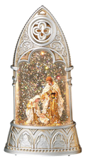 Lighted Holy Family Glitterdome Arch - Silver