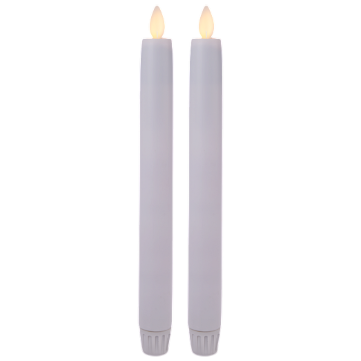 White LED Resin - 2 Piece Taper Candle Set